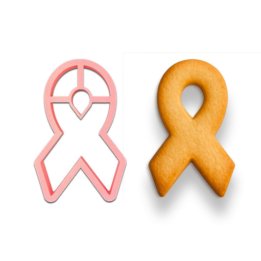 Pink Awareness Ribbon Cookie Cutter - 4.5x2.75 Inches, Perfect for Fundraisers and Charity Events