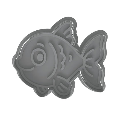 Happy Goldfish Cookie Cutter & Stamp 4x3.4" for Baking Fondant Clay Embosser