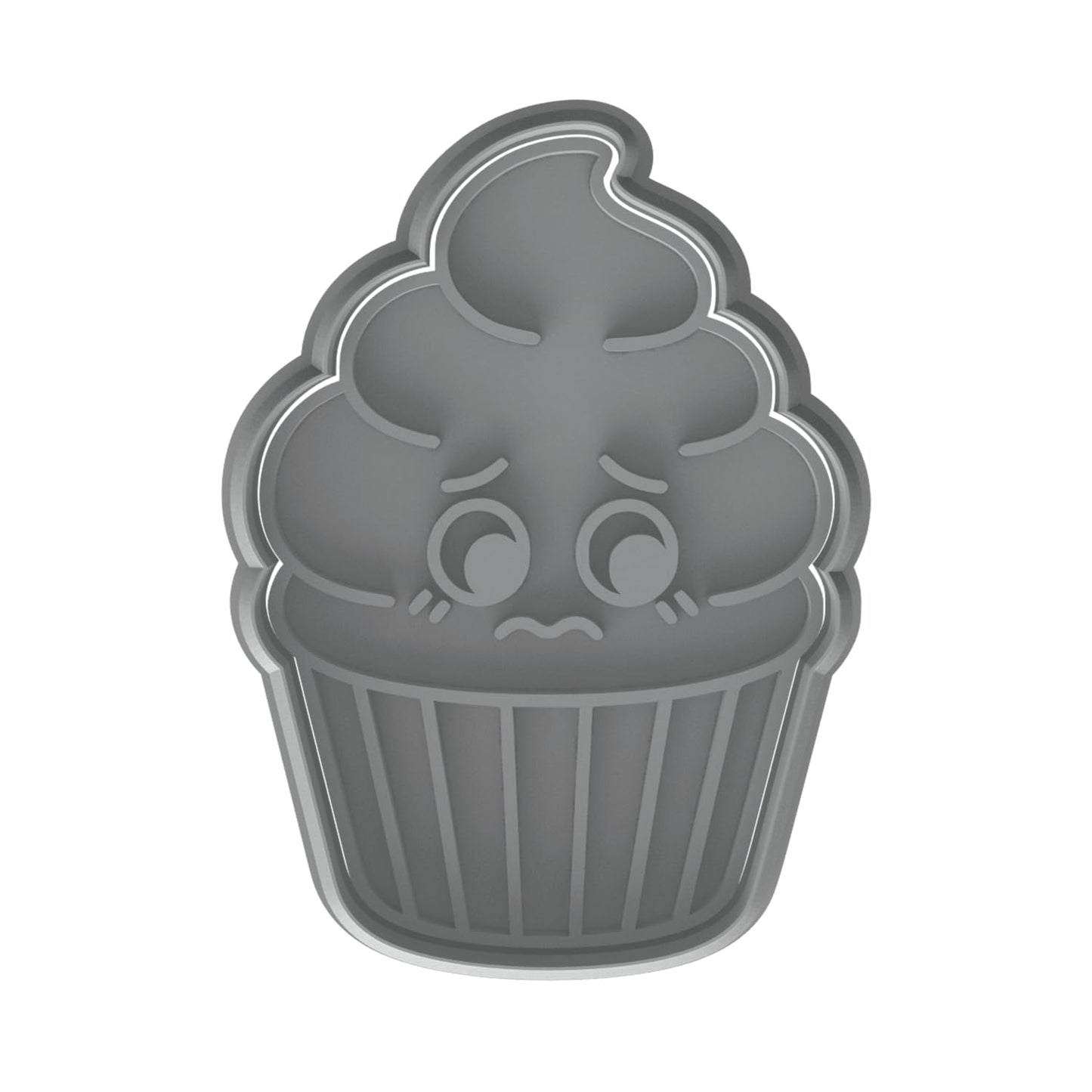 Shy Cupcake Face Cookie Cutter & Stamp 4x3" for Baking Fondant Clay Embosser