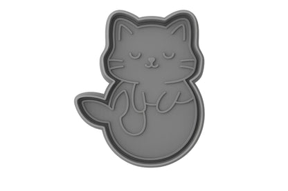Mermaid Kitten Cookie Cutter - 2.8x4" Fun Baking Party Design
