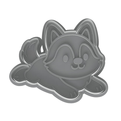 Kawaii Husky Puppy Cookie Cutter & Stamp 4x3.4" for Baking & Fondant Clay Gifts