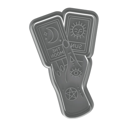 Tarot Hand with Sun & Moon Cards Cookie Cutter & Stamp 4x2.6" for Baking Clay