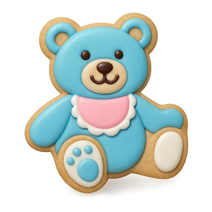 Adorable Teddy Bear Cookie Cutter & Stamp Set - 4" Tall (Random Color)