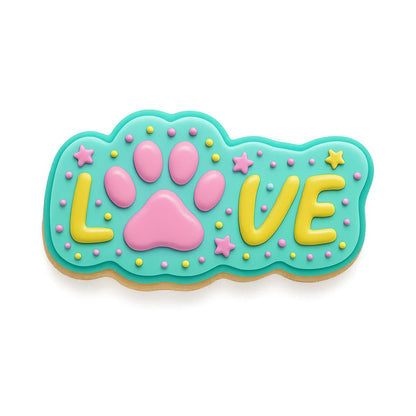 Paw Print Love Cookie Cutter - 4x1.96" Creative Doggie Party Tool