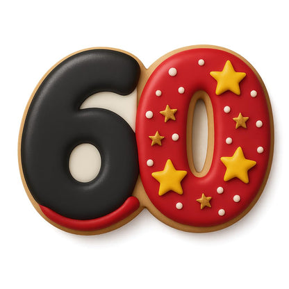 Number 60 Cookie Cutter (3x4") - Made in USA by Mighty Gadget - Perfect for 60th Birthdays and Anniversaries (Random Color)