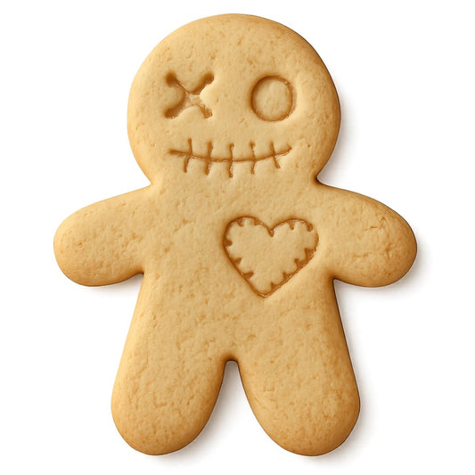 Mighty Gadget Voodoo Gingerbread Man Cookie Cutter & Stamp - 4x3.2" Unique Design for Halloween Baking (Random Color)
