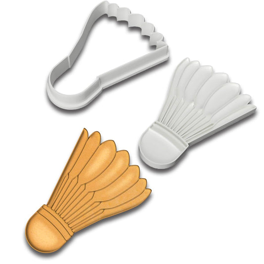 Badminton Shuttlecock Cookie Cutter and Stamp Set - 3.75x3.75 Inches, Sports-Themed Baking Fun