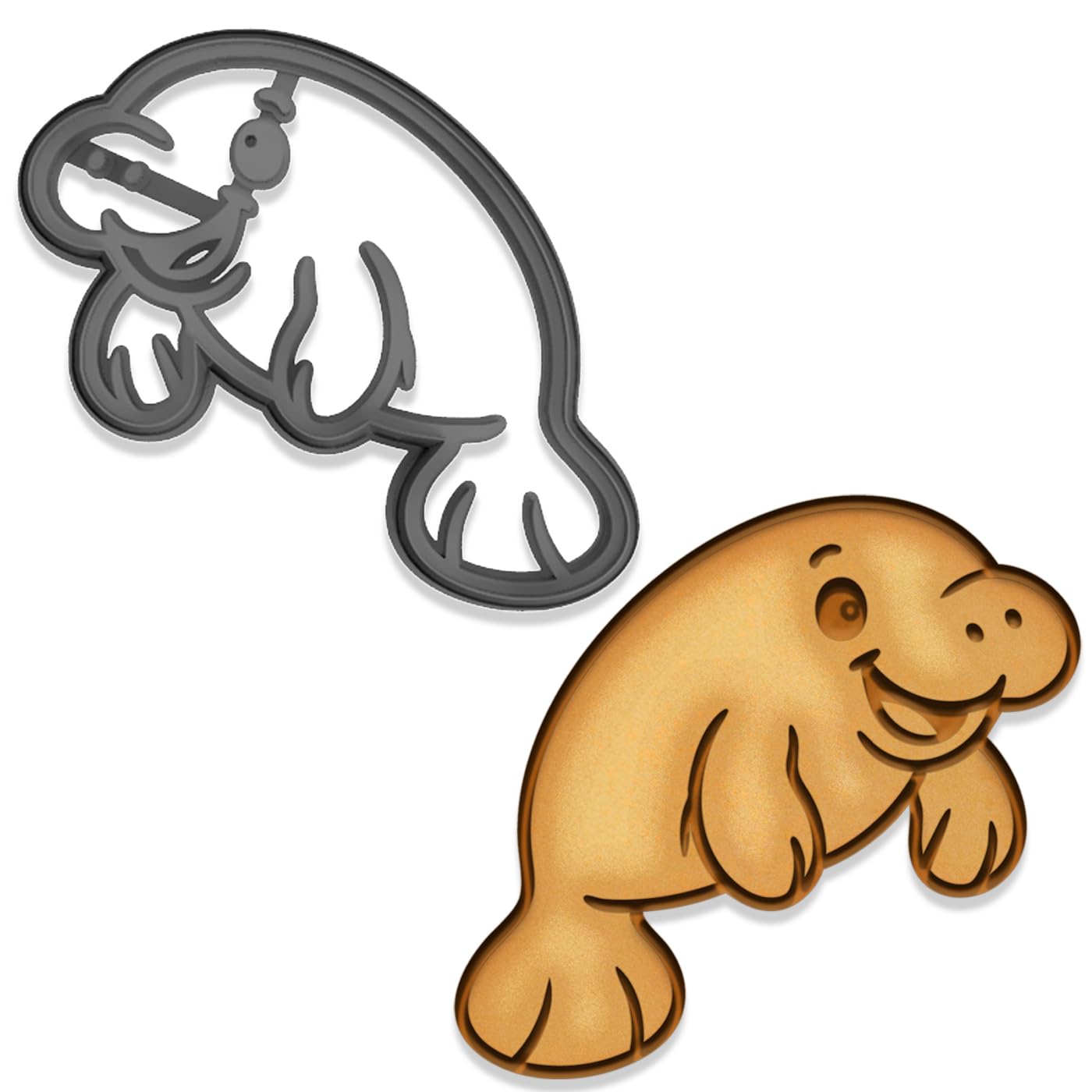 Adorable Manatee Cookie Cutter – 4x3.7" Smiling Sea Cow Design for Beach & Marine-Themed Parties (Random Color)