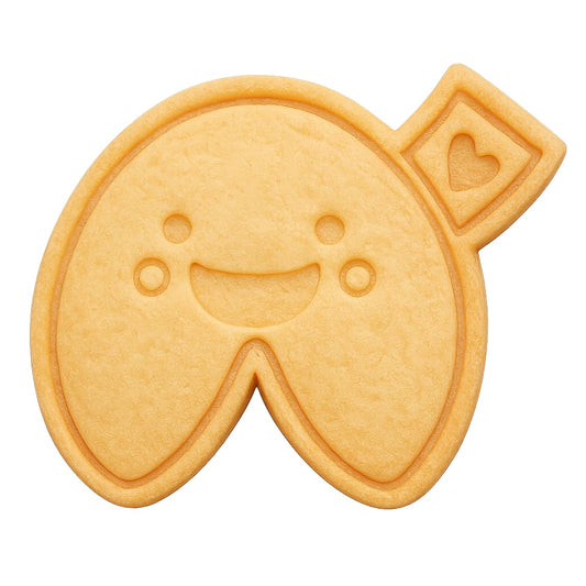 Mighty Gadget Happy Fortune Cookie Shape Cookie Cutter & Stamp - 4x3.2" Easy Release for Fun Baking Adventures (Random Color)