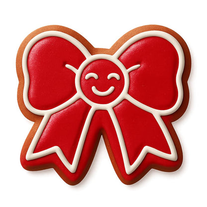 Joyful Ribbon Smiley Cookie Cutter - 4x3.4" Fun Baking Design Premium