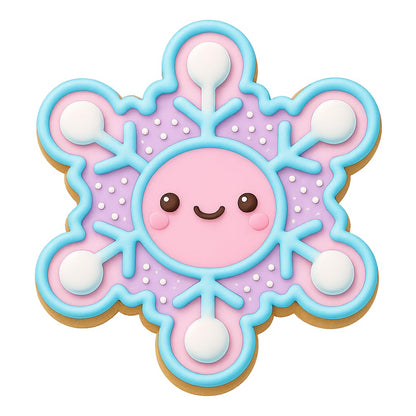 Kawaii Snowflake Smiley Cookie Cutter - 4x3.43" Fun Winter Baking Tool