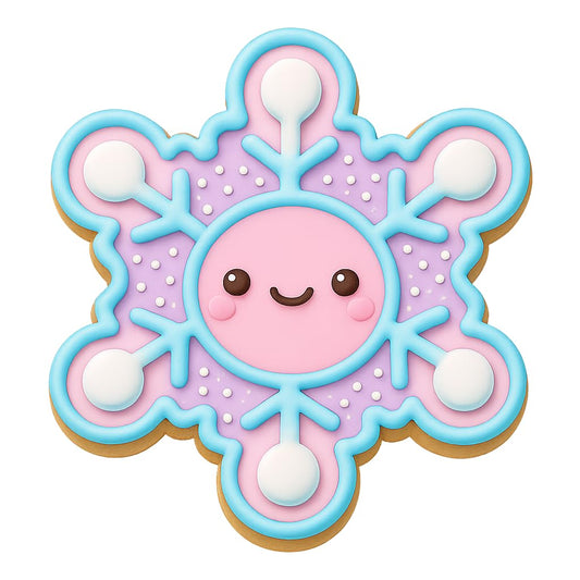 Kawaii Snowflake Smiley Cookie Cutter - 4x3.43" Fun Winter Baking Tool
