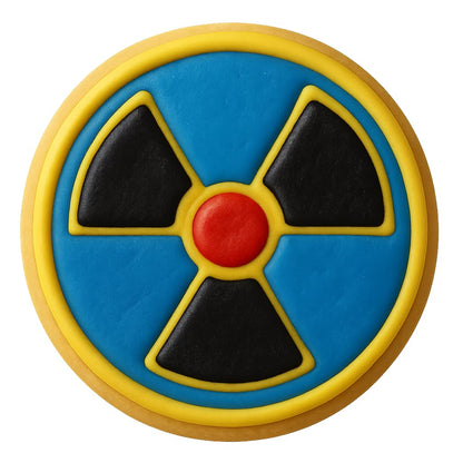 Mighty Gadget Biohazard Radiation Cookie Cutter & Stamp Set - 4x4" Science Symbol Mold for Bakers & Crafters (Random Color)