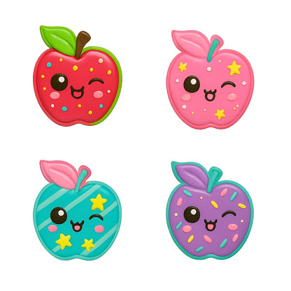 Kawaii Apple Cookie Cutter & Stamp 4x3.5" for Baking Fondant Clay Embosser