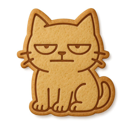 Mighty Gadget Meme Sleepy Feline Cookie Cutter & Stamp - 4x3.5" "Perfect for Parties" for Cat-Themed Events (Random Color)