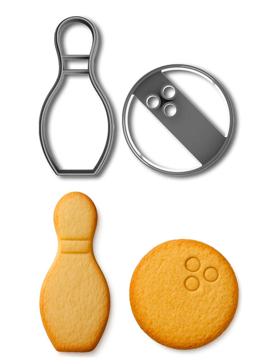 Bowling Pin (5x2.25") & Ball (3.75x3.75") Combo Cookie Cutters - Perfect for Sports-Themed Baking and Parties
