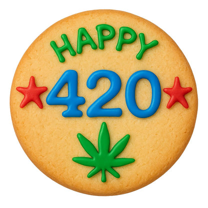 Happy 420 Weed Leaf Cookie Cutter & Stamp - 4x4", Marijuana-Themed Baking Mold for Fun Baking