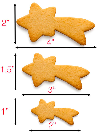 3 Sizes Shooting Star Cookie Cutter Set 4x2" 3x1.5" 2x1" Fun Cracker Made