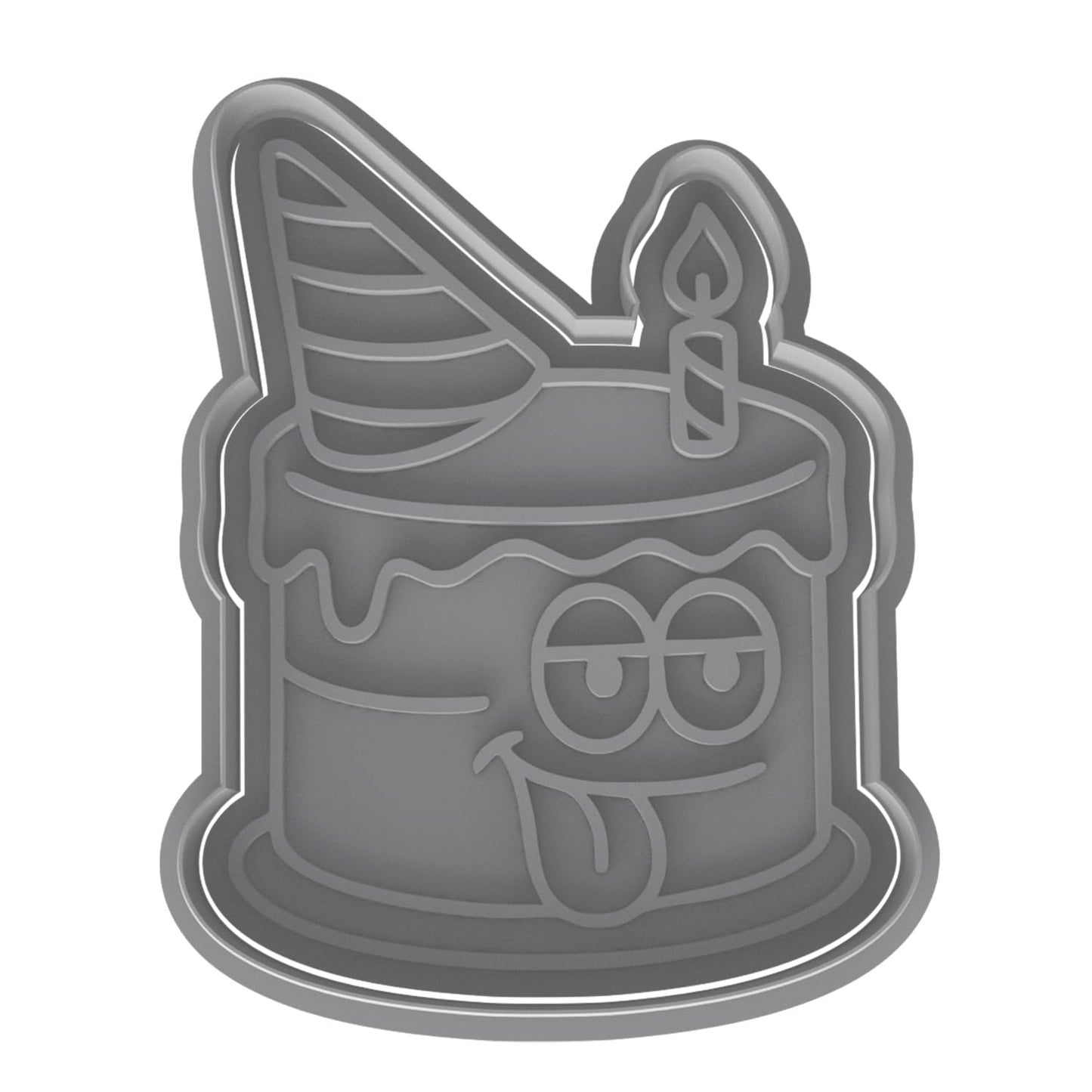 Silly Birthday Cake with Candle Cookie Cutter & Stamp 4x3" for Baking & Fondant