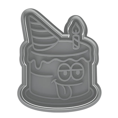 Silly Birthday Cake with Candle Cookie Cutter & Stamp 4x3" for Baking & Fondant
