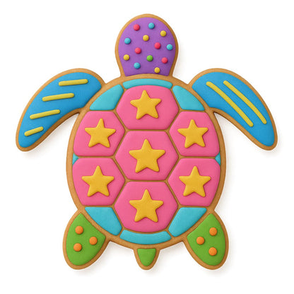 Ocean Turtle Cookie Cutter & Stamp Trio – 3 Sizes (4", 3", 2") – Beach-Themed Baking & Fondant Set (Random Color)