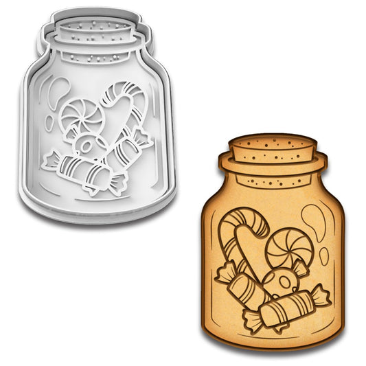 Candy Jar Cookie Cutter & Stamp Set - 4.25x2.8 Inches, Perfect for Holiday and Party Baking