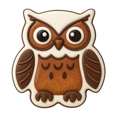 Mighty Gadget Wise Owl Cookie Cutter & Stamp - 4x3.53" Cute Owl Shape for Kids Baking & Animal Cookies (Random Color)