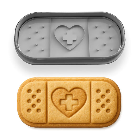 Mighty Gadget Bandage Cookie Cutter & Stamp - 4x1.75 Inches, Fun First-Aid Baking Tool