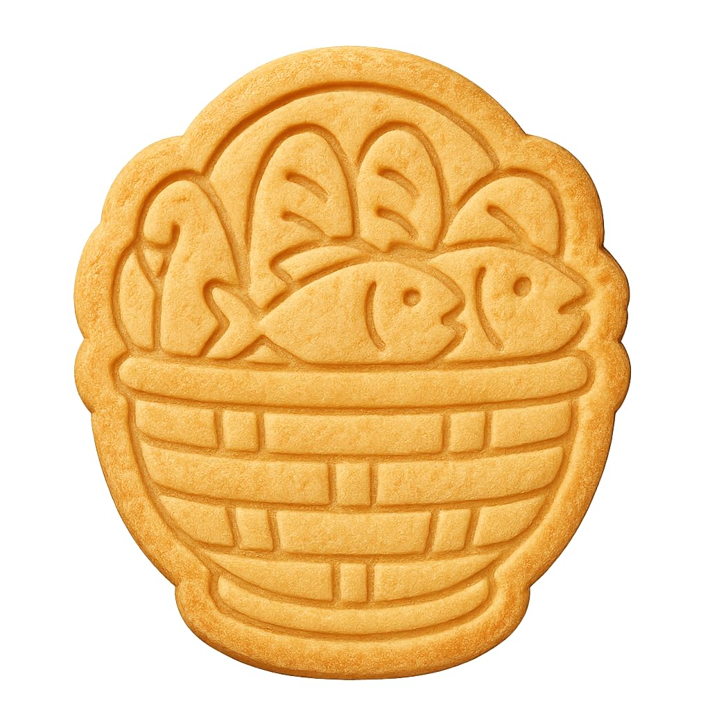 Biblical Miracle Basket of Loaves & Fishes Cookie Cutter - 4x3.5" Baking Tool