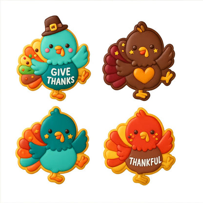 Dancing Kawaii Turkey Cookie Cutter & Stamp 4x3.7" for Baking Fondant Clay