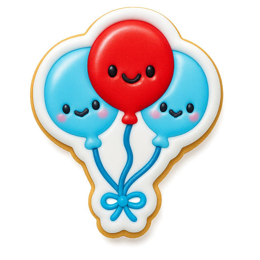 Kawaii Smiling Balloons Cookie Cutter - 4x3.37" Fun Kids Birthday Baking