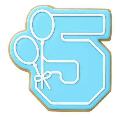 Mighty Gadget Number 5 with Balloons Cookie Cutter for 5 Year Old - 4x3.93" Birthday Celebration Mold (Random Color)