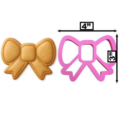 Mighty Gadget Classic Hair Bow Cookie Cutter - 4x3” Pink Ribbon Design