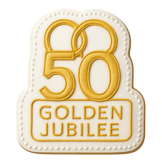 Golden Jubilee Rings 50 Cookie Cutter - 4x3.1" Celebration Design