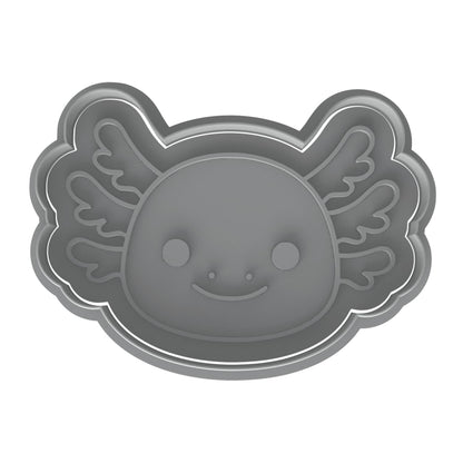 Kawaii Axolotl Head Cookie Cutter & Stamp 4x2.79" for Baking Fondant Clay Gifts