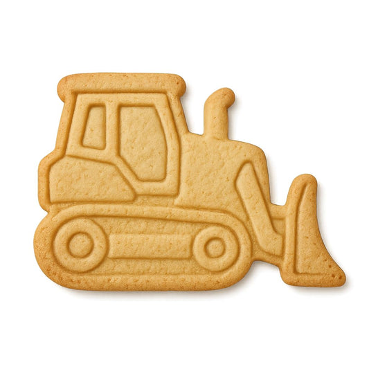 Mighty Gadget Construction Bulldozer Cookie Cutter & Stamp - 4x2.67" Fun Shape for Kids' Baking Projects (Random Color)