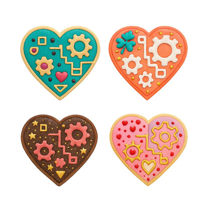 Steampunk Heart with Gears Cookie Cutter & Stamp 4x3.7" for Baking Fondant Clay