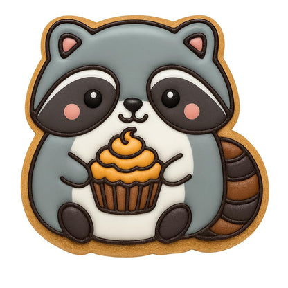 Kawaii Raccoon Cupcake Cookie Cutter - 4x3.8" Fun Kids Party Baking