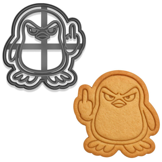Middle Finger Penguin Cookie Cutter - 4x3.83", Adult Humor Bird Baking Mold (Random Color)