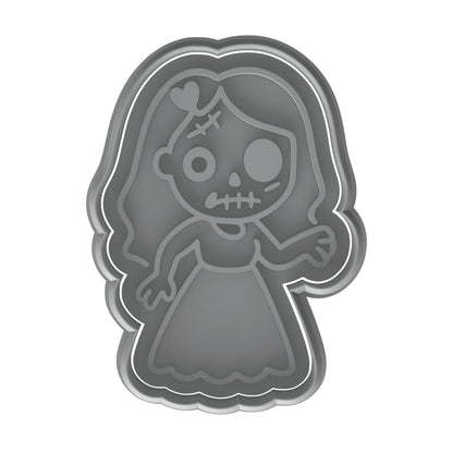 Mighty Gadget Zombie Bride Cookie Cutter & Stamp - 4x2.8" Spooky Design for Halloween Baking (Random Color)