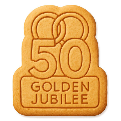 Golden Jubilee Rings 50 Cookie Cutter - 4x3.1" Celebration Design