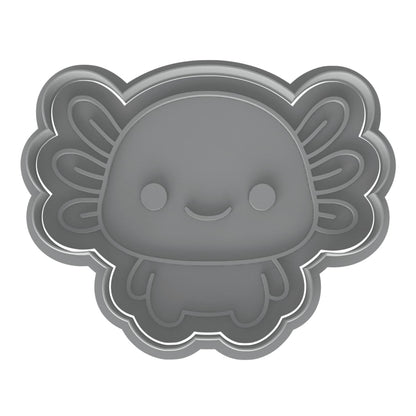 Baby Axolotl Cookie Cutter & Stamp 4x3" for Baking & Fondant Clay Embosser