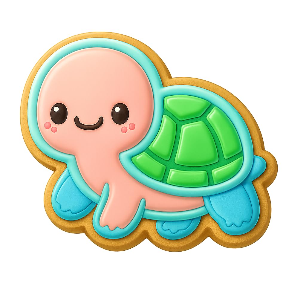 Kawaii Baby Land Turtle Cookie Cutter - 4x3.65" Fun Kids Baking Design
