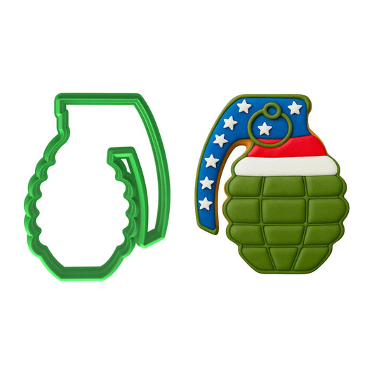 Mighty Gadget Hand Grenade Cookie Cutter - 3.5x2.68", Combat & Army Inspired Cookie Mold for Patriotic Occasions (Random Color)
