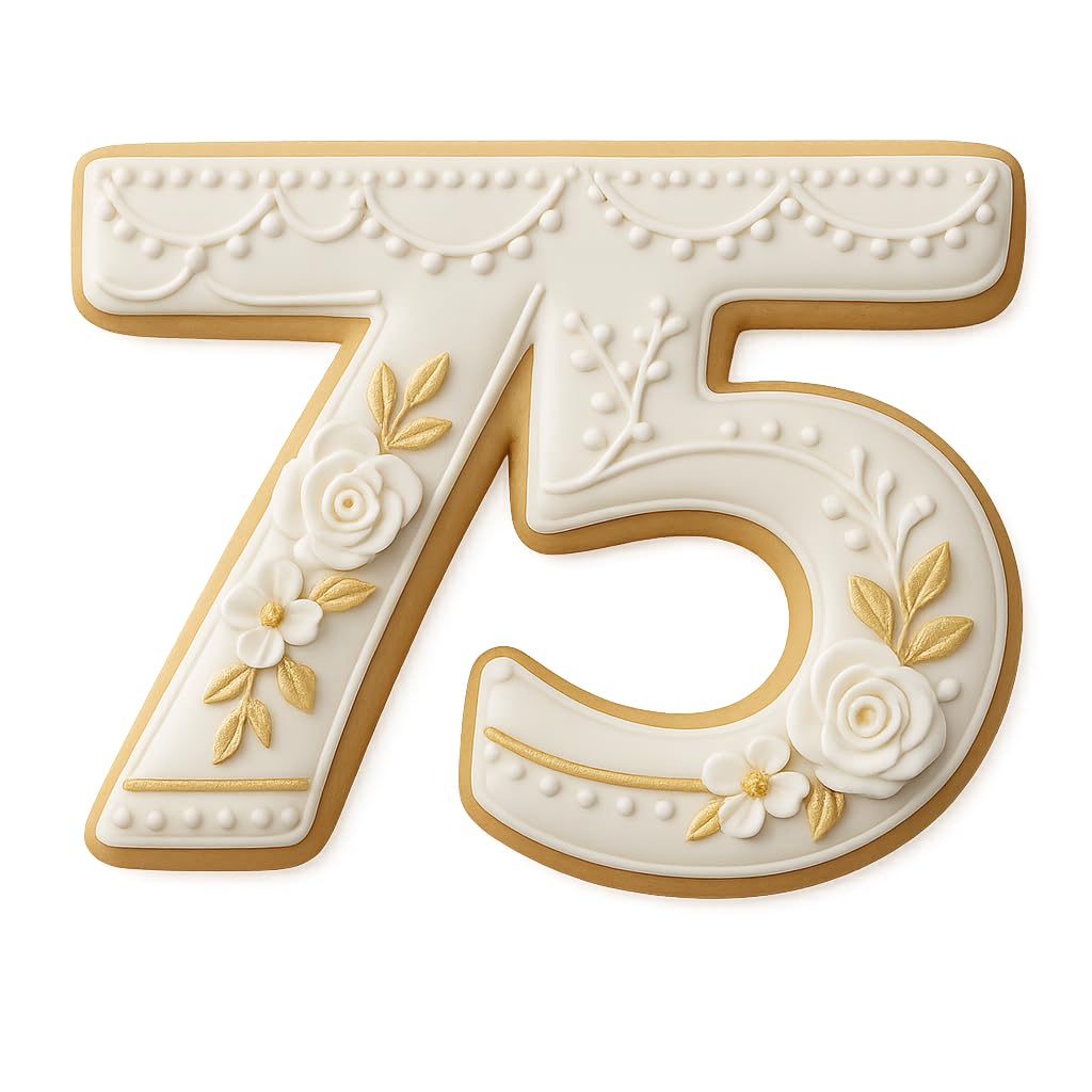Pink Number 75 Cookie Cutter – 4x3" Baking Mold for 75th Birthdays & Anniversaries (Random Color)