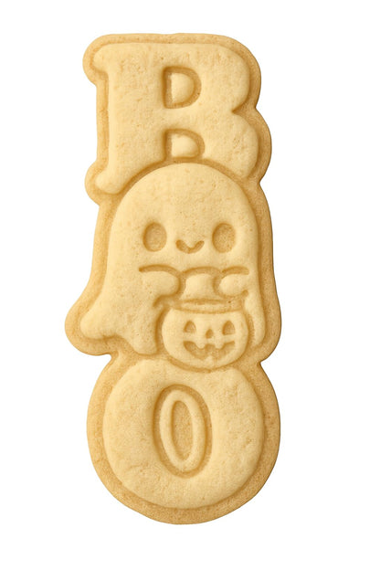 Boo Ghost Cookie Cutter & Stamp 4x1.75" for Baking & Fondant Clay Embosser
