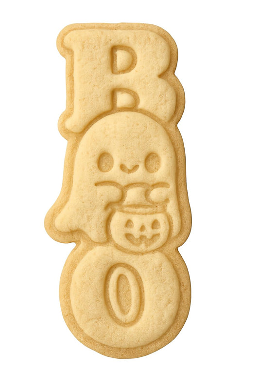 Boo Ghost Cookie Cutter & Stamp 4x1.75" for Baking & Fondant Clay Embosser