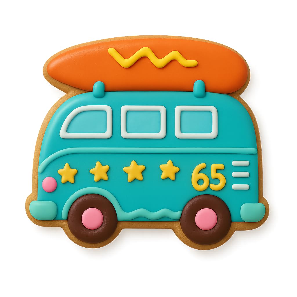 Surf Van Adventure Cookie Cutter & Stamp 3x3.5" for Baking & Fondant Clay Gifts