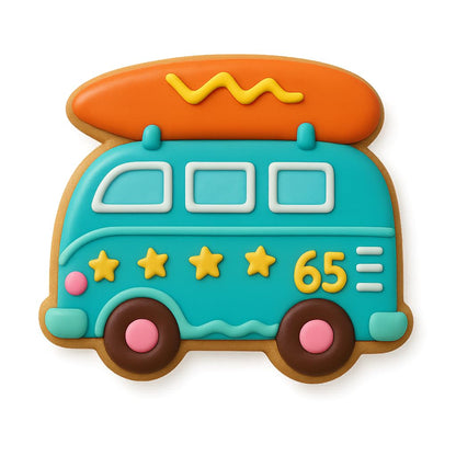 Surf Van Adventure Cookie Cutter & Stamp 3x3.5" for Baking & Fondant Clay Gifts
