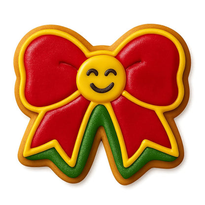 Joyful Ribbon Smiley Cookie Cutter - 4x3.4" Fun Baking Design Premium